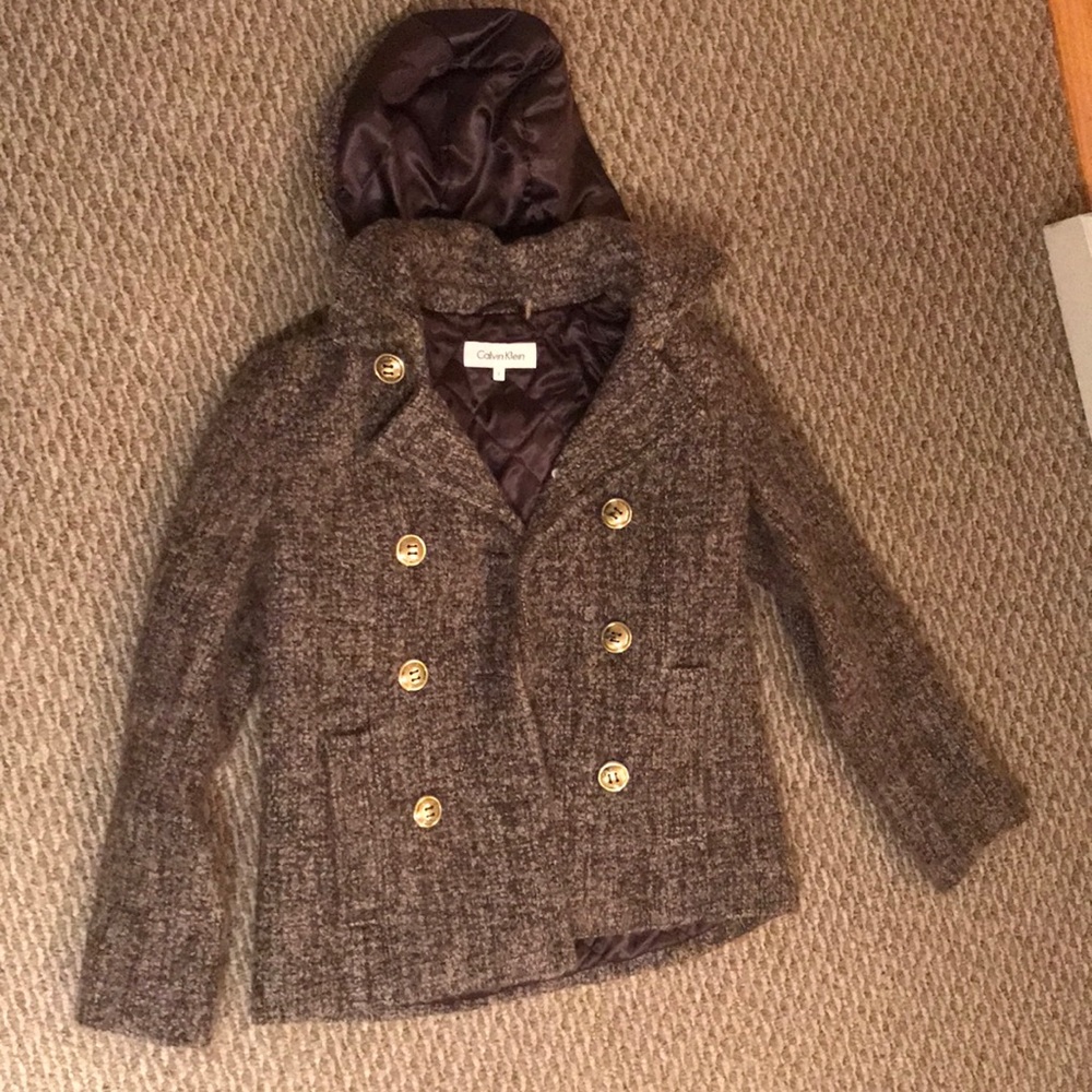 Calvin Klein wool blend coat with hood
